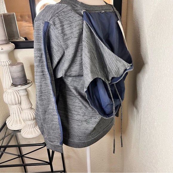 JOHANNA HO Wool Blend Gray Knit Top With Detachable Hood Sweater NWT Size 38 P - Picture 5 of 16
